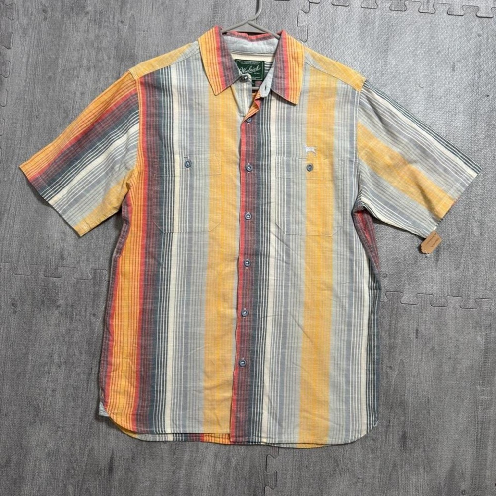 Woolrich Striped Short Sleeve Button Down Shirt Men's Medium